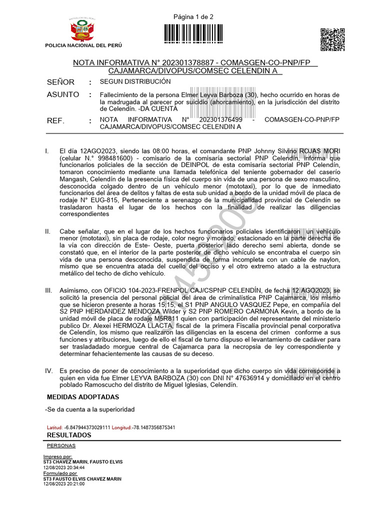 Nota Informativa Final | PDF | Cumplimiento de la ley | Crimen y violencia
