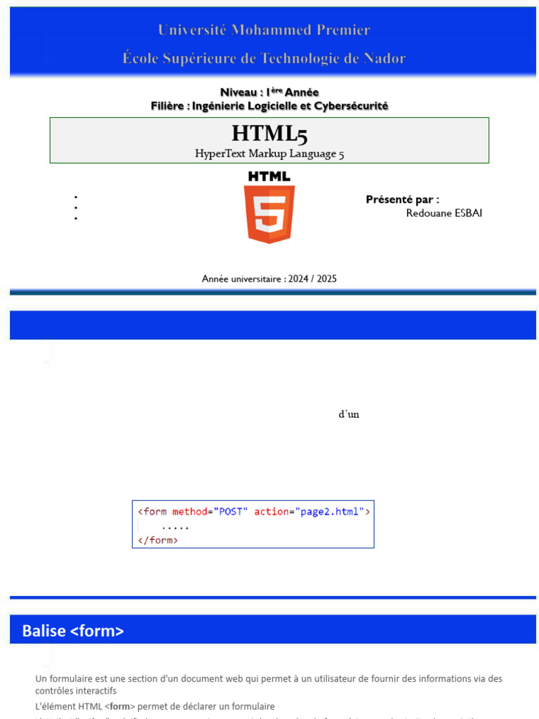 Introduction à la balise en HTML5 | PDF | Html | Langage de balisage
