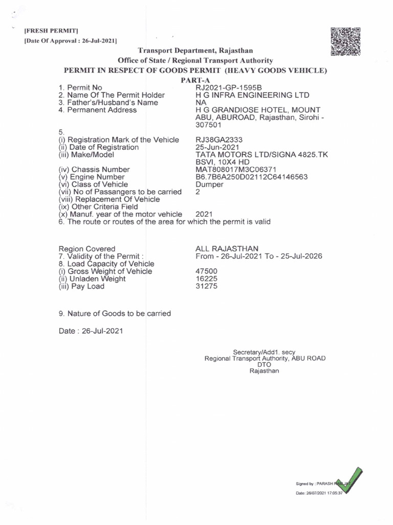 RJ-38-GA-2333 Permit (25.07.2026) | PDF