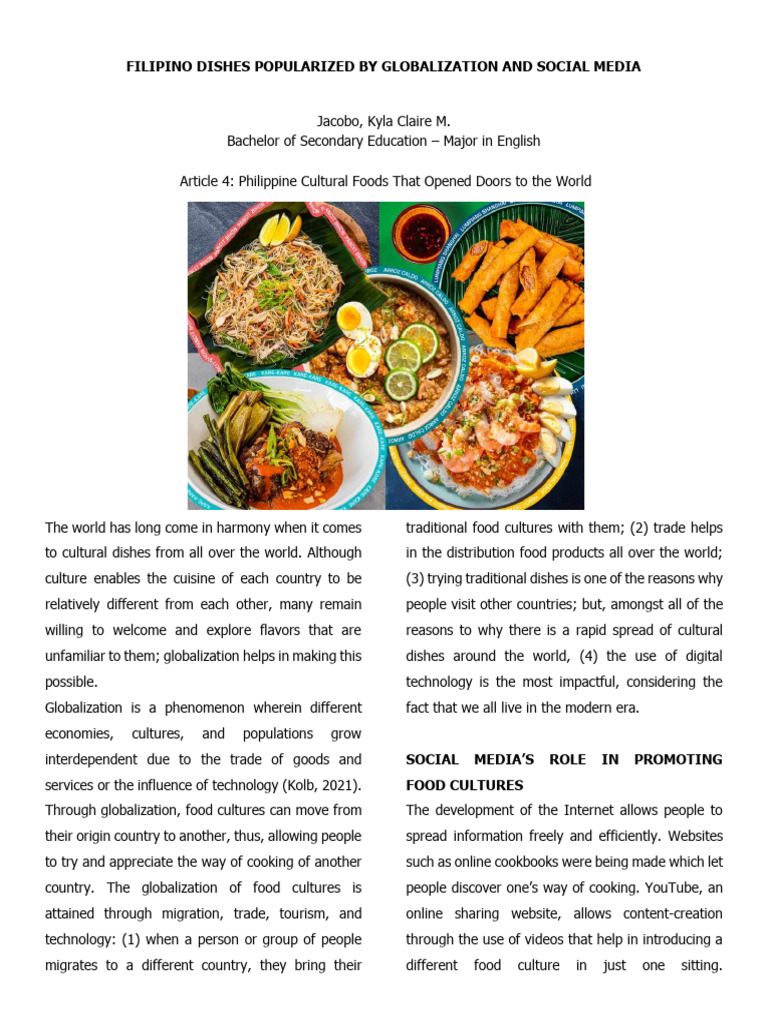 Filipino Cuisine in Global Culture | PDF | Cuisine | Foods