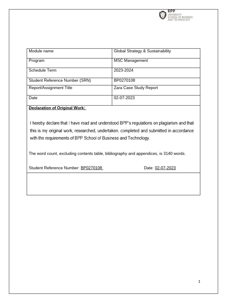Sample 2 - GSS Global Strategy and Sustainability Summative Assessment ...