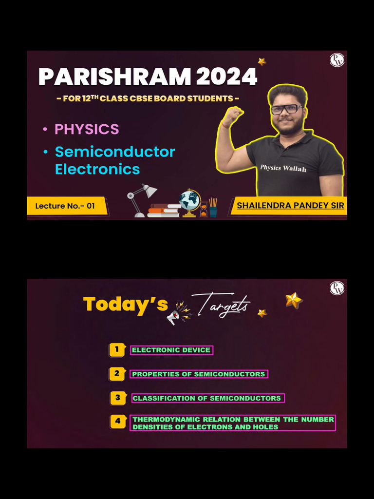 Semiconductor Electronics 01 - Class Notes - Parishram 2024 | PDF