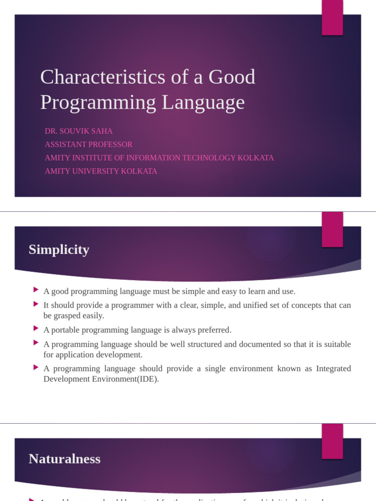 Characteristics of A Good Programming Language | PDF | Computer ...