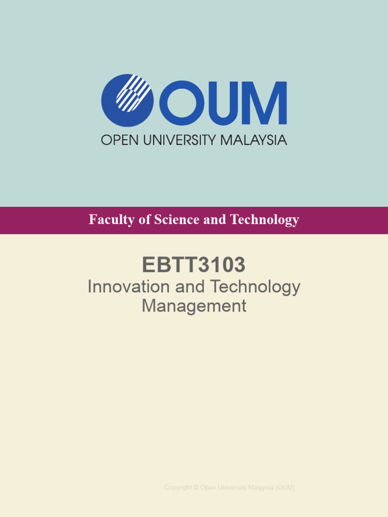 EBTT3103 Innovation and Technology Management | PDF | Innovation | Patent