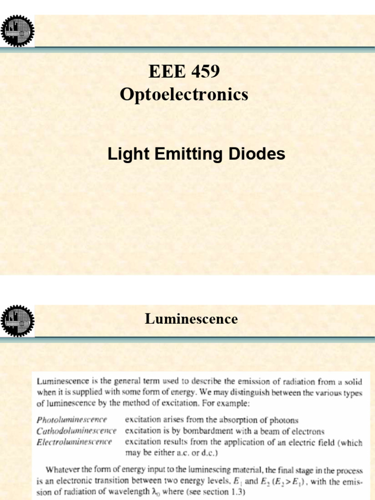 Optoelectronics LED 17dec22 17jan23 24jan23 | PDF | Light Emitting ...