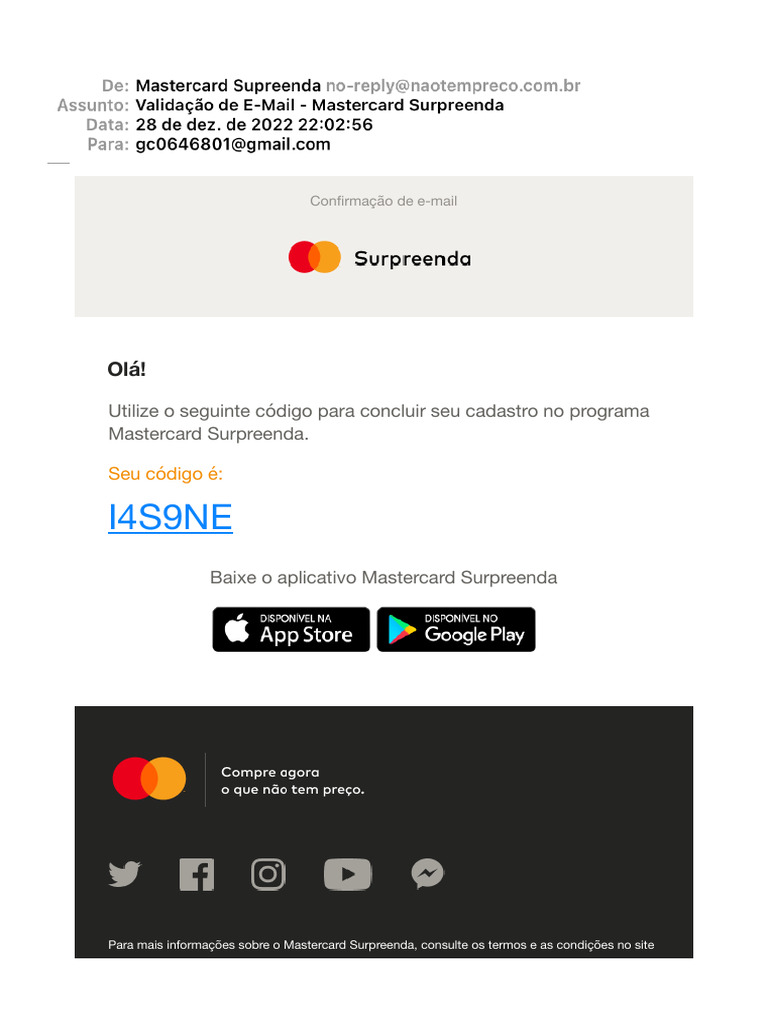 Validação de E-Mail - Mastercard Surpreenda | PDF | Negócios | Finanças ...
