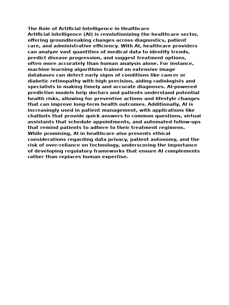 The Role of Artificial Intelligence in Healthcare | PDF | Computers