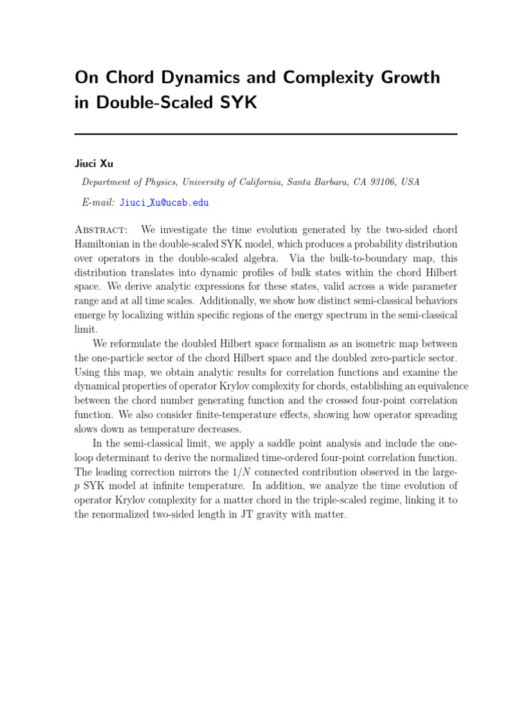 Quantum Complexity in SYK Models | PDF | Hilbert Space | Hamiltonian ...