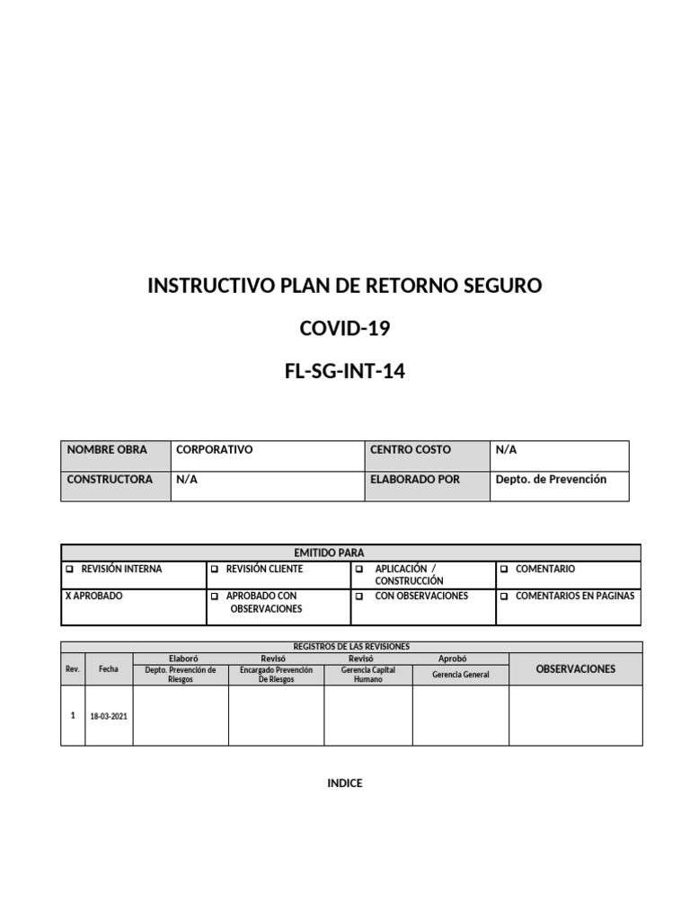 FL-SG-INT-14 INSTRUCTIVO RETORNO SEGURO Versión 1 | PDF | Lavado de ...