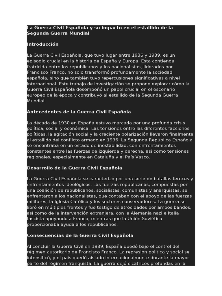 Impacto de la Guerra Civil en WWII | PDF | guerra civil Española | España