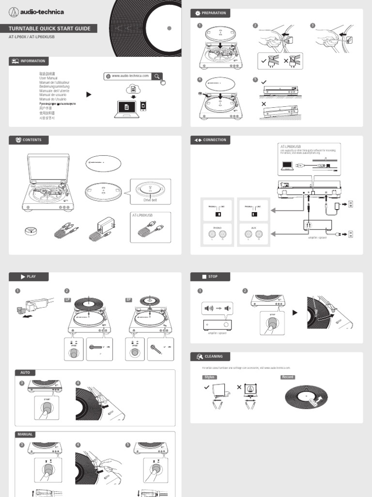 AT-LP60X/USB Turntable Manual | PDF | Phonograph | Recording