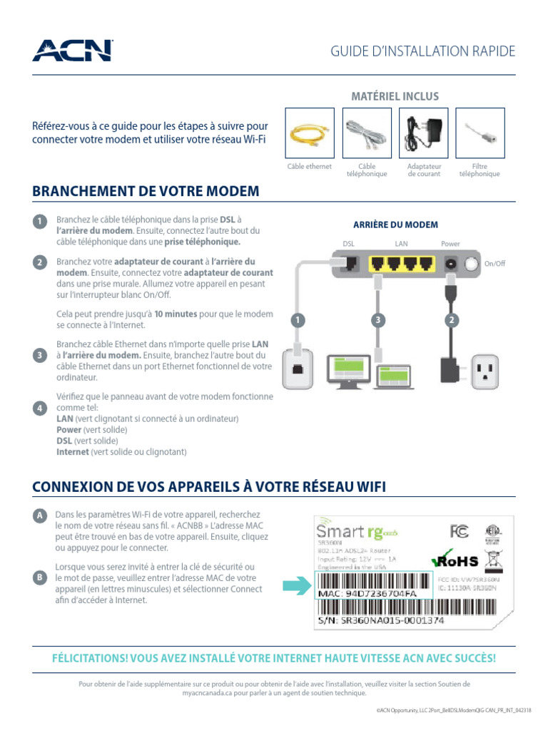 Installation rapide du modem Bell Ethernet | PDF | Wi-Fi | Ethernet