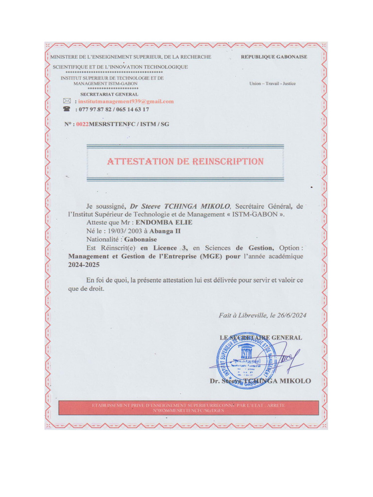 Attestation De Pr inscription Campus France NHMRJ
