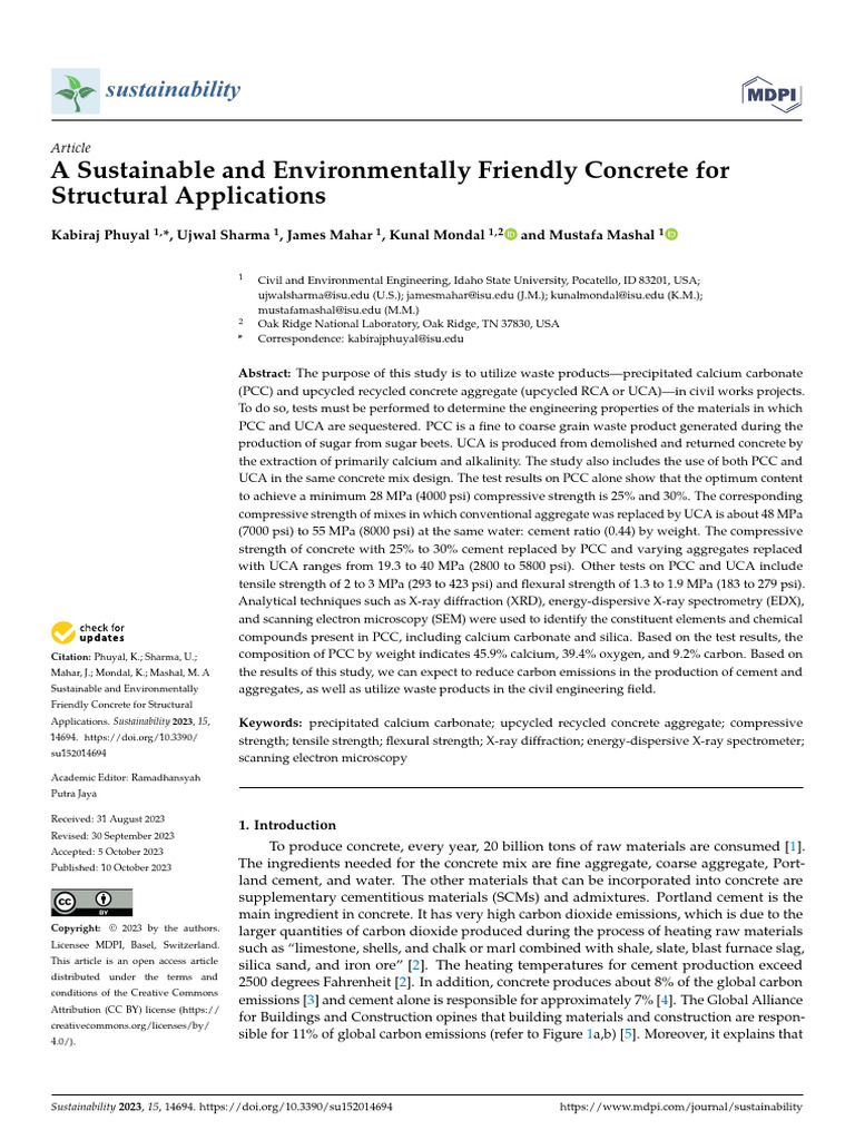 Sustainable Concrete Using Waste Materials | PDF | Concrete | Cement