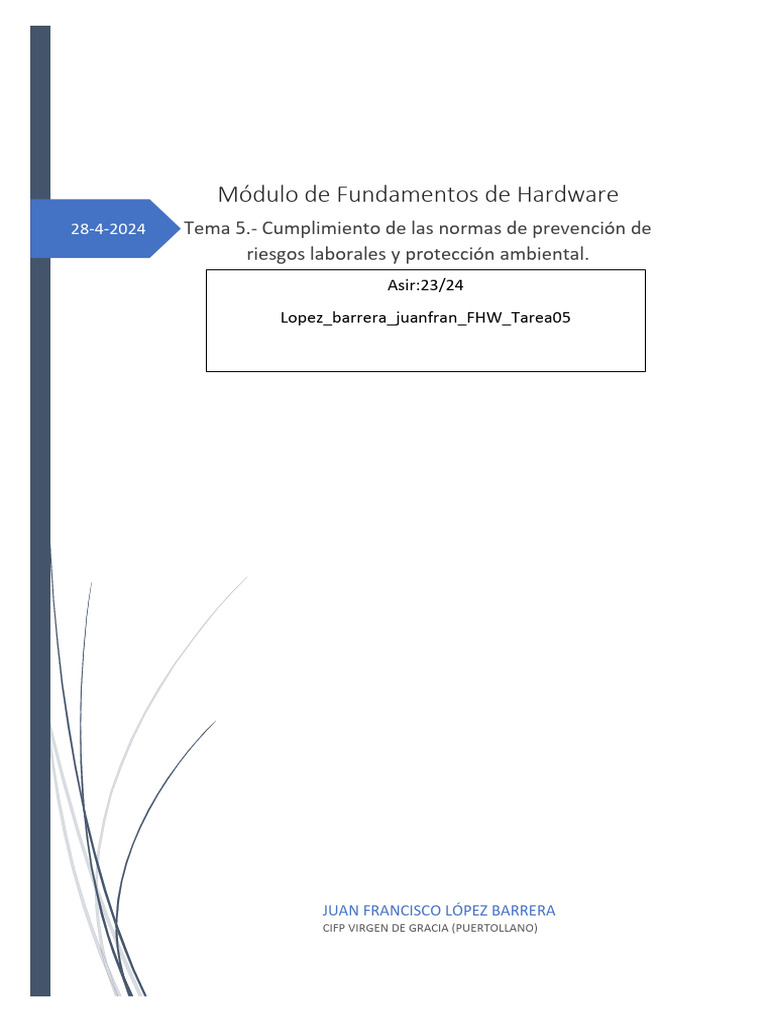 Lopez Barrera Juanfrancisco FHW Tarea05 | PDF | Vatio | Residuos