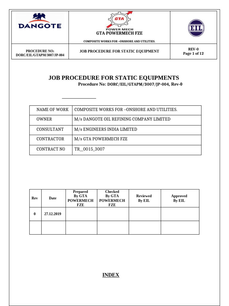 Static Equipment Installation Procedure | PDF | Screw | Crane (Machine)