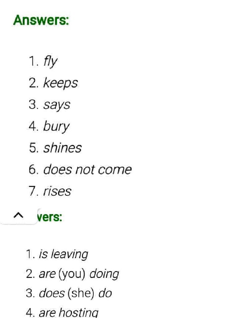 English Verb Tenses Practice Answers | PDF