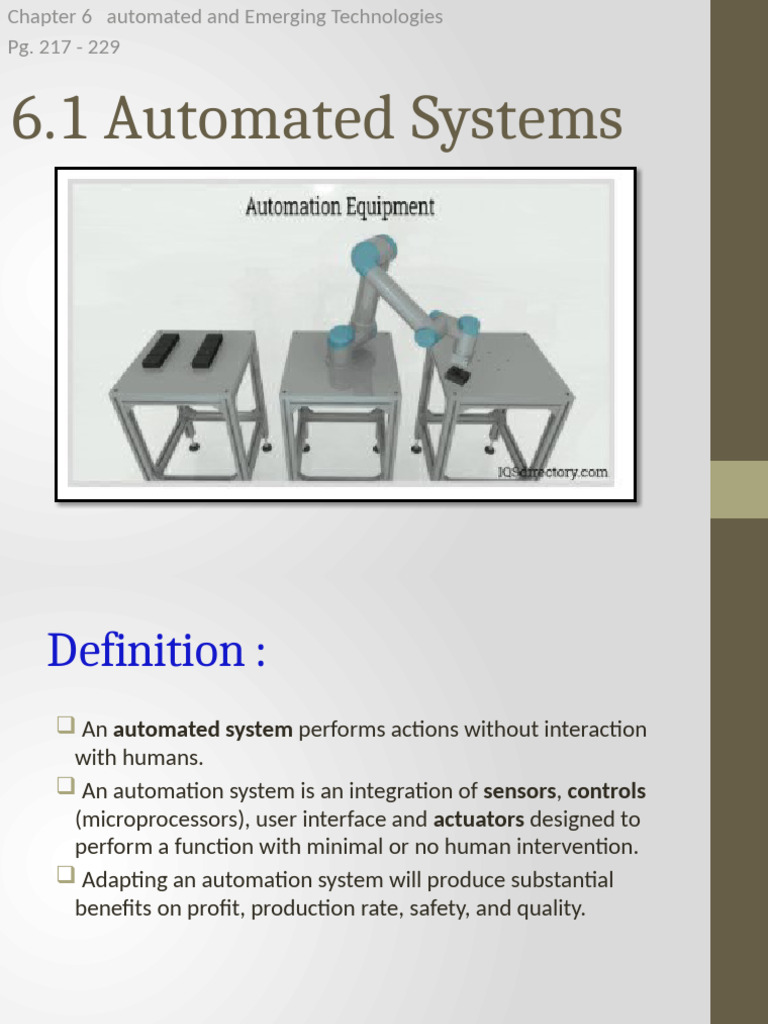 Chap 6 - Automated Systems | PDF | Automation | Energy Conservation