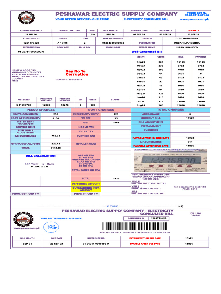 PESCO ONLINE BILL (2) | PDF | Taxes | Value Added Tax