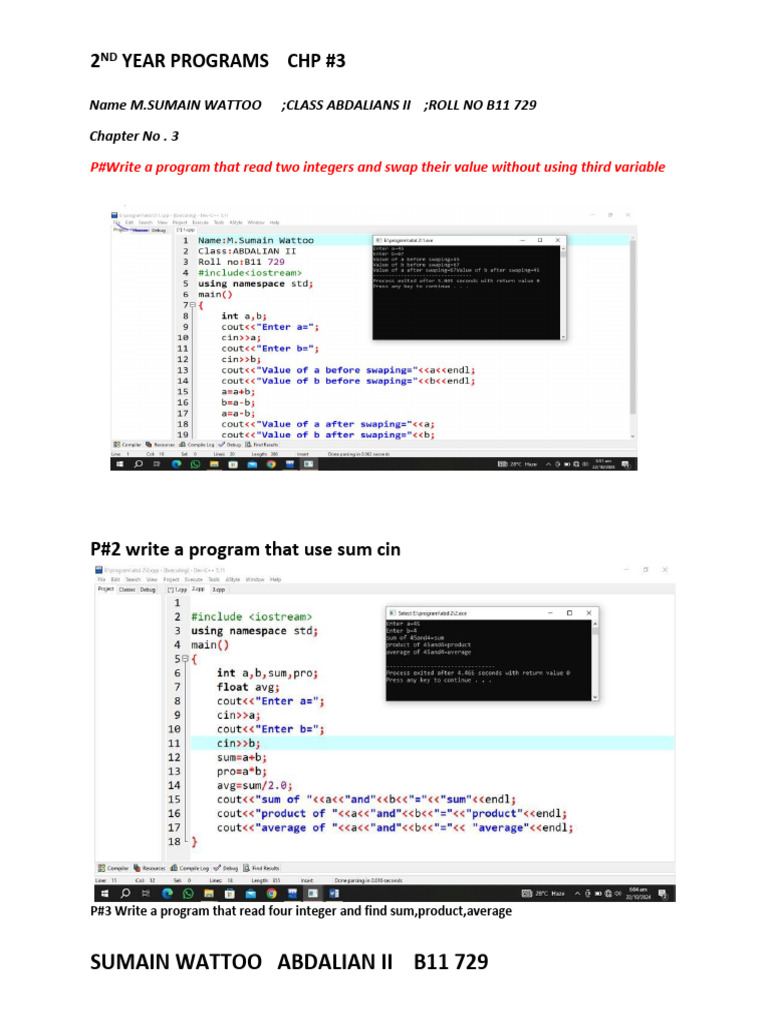 2nd Year Programming Exercises Chapter 3 | PDF | Technology & Engineering