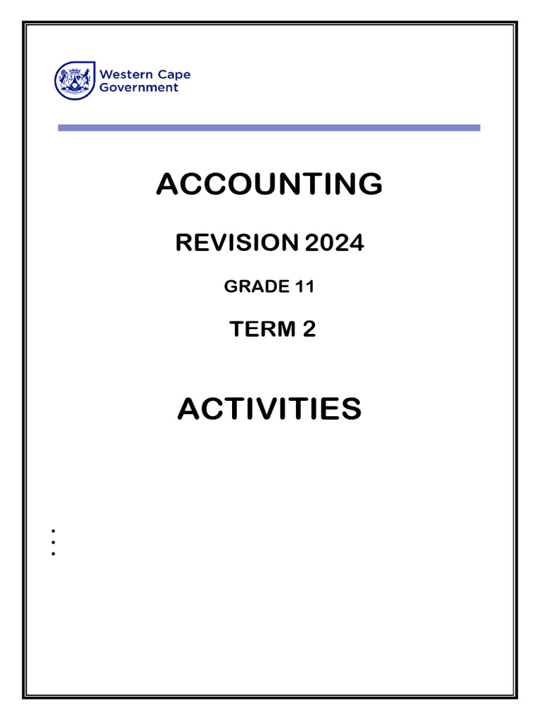 Grade 11 Accounting Term 2 Revision 2024 | PDF | Equity (Finance ...
