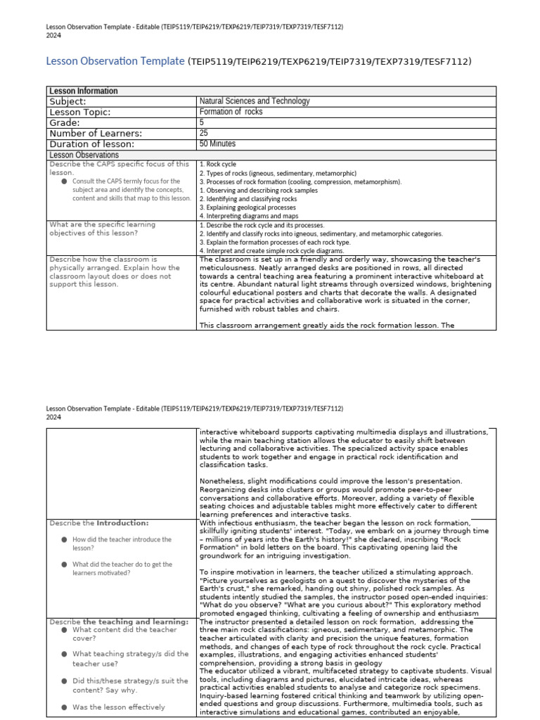NS&Tech Observations | PDF | Rock (Geology) | Reading Comprehension
