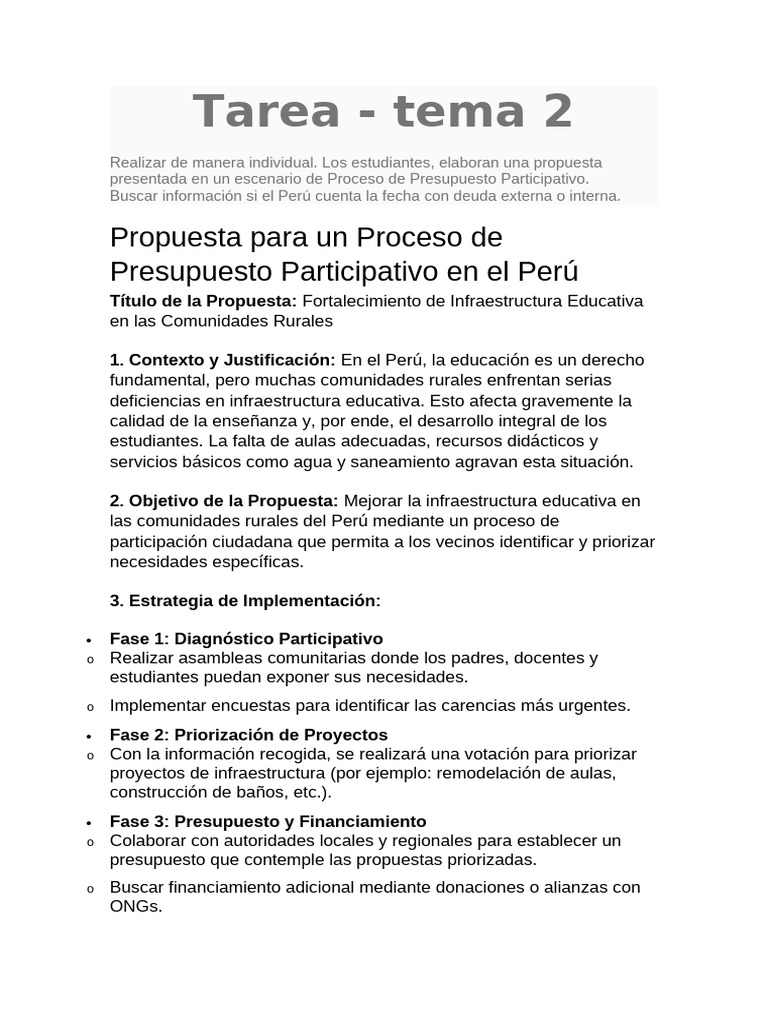Presupuesto Participativo - Mihail Uceda Oseda | PDF | Deuda | Presupuesto