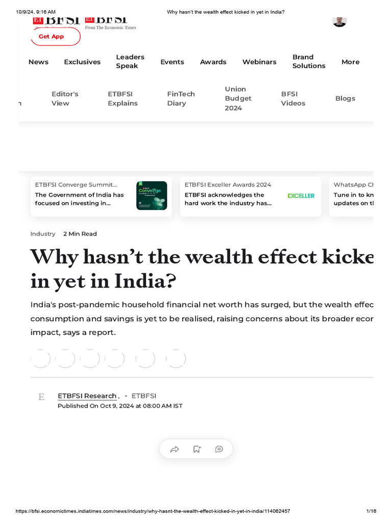 Why Hasn't The Wealth Effect Kicked in Yet in India | PDF | Wealth ...