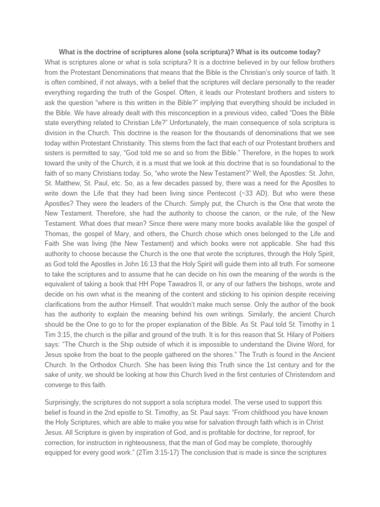 Sola Scriptura: Impact and Misconceptions | PDF | Sola Scriptura | Bible