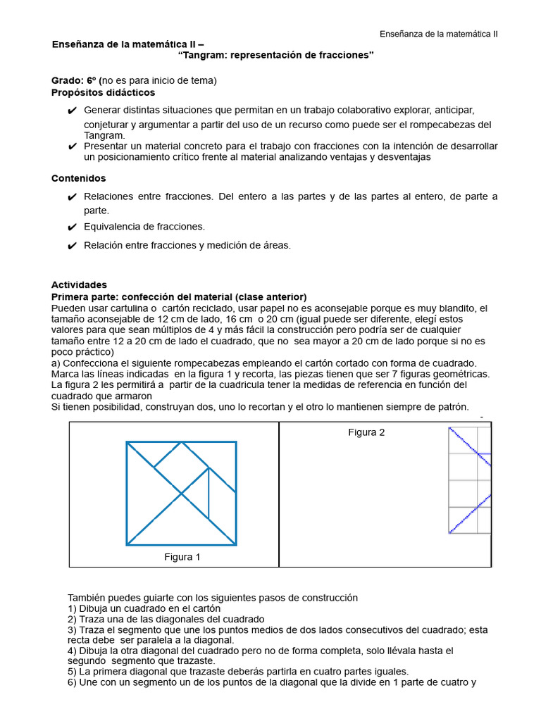 Tangram y Fracciones en Matemáticas | PDF | Rectángulo | Geometría ...