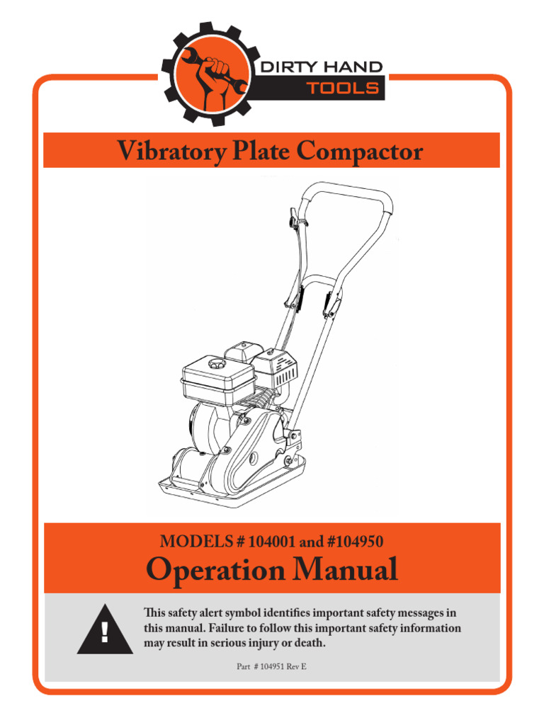 Vibratory Plate Compactor: Operation Manual | PDF | Belt