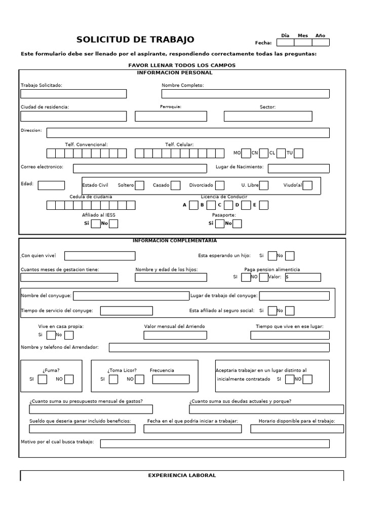 Cómo llenar una solicitud de trabajo | PDF
