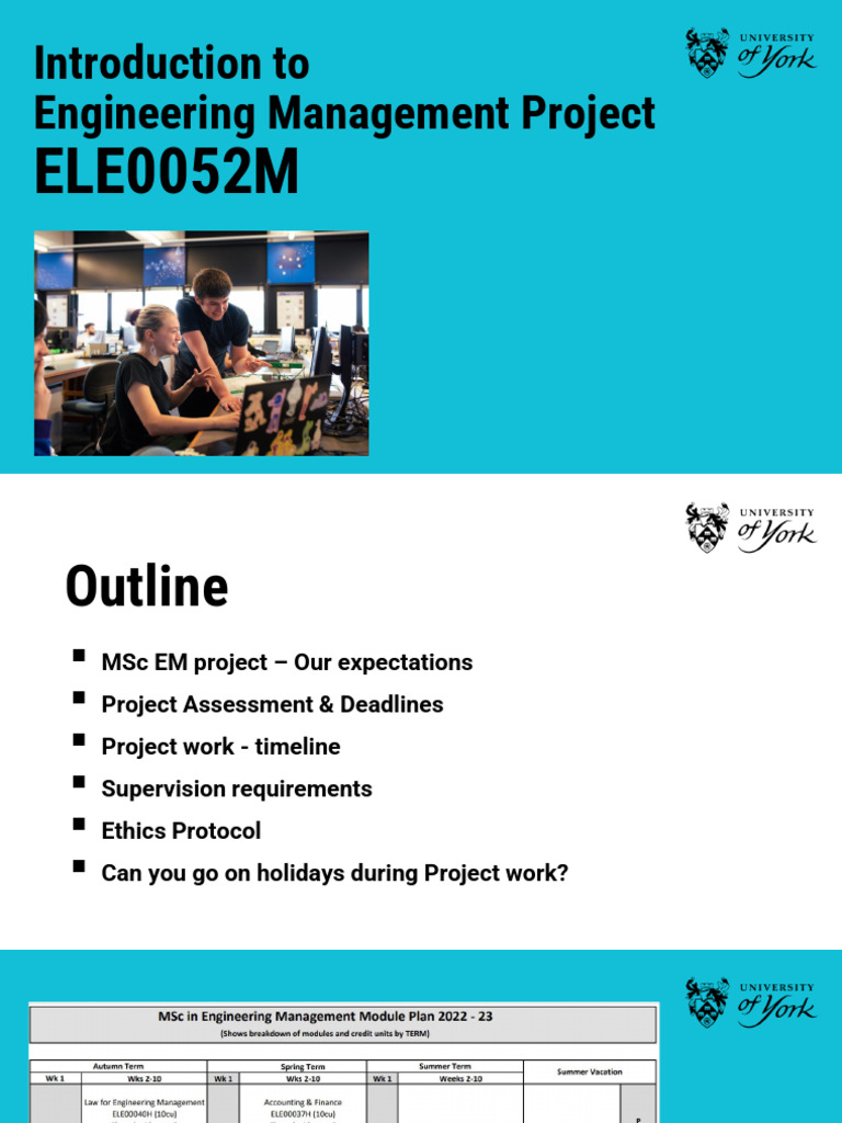 MSC Engineering Management Project Introduction | PDF
