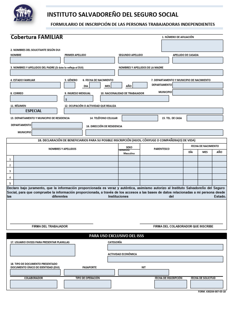 Inscripción y Cobertura Familiar en ISSS | PDF | Derecho