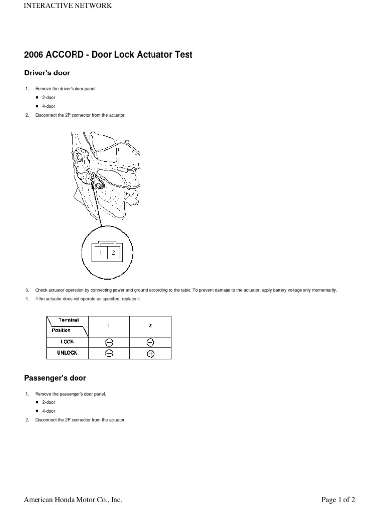 Testing Door Lock Actuator Guide | PDF