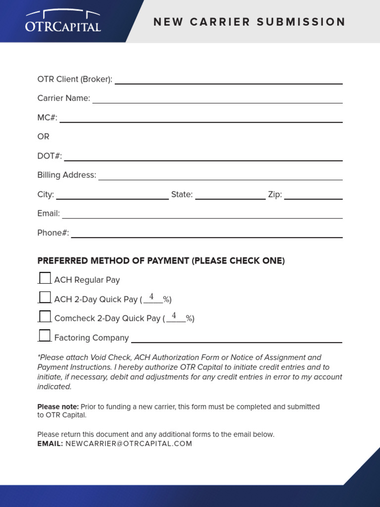 New Carrier Submission Form | PDF