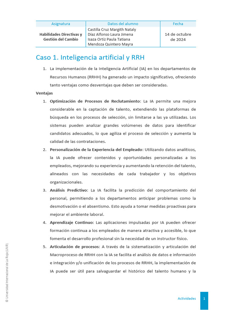 Impacto de la IA en Recursos Humanos | PDF | Inteligencia artificial ...