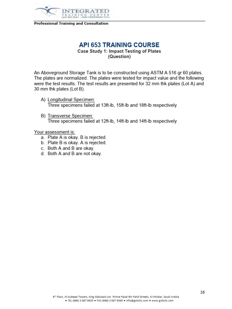 API 653 Impact Testing Case Study | PDF