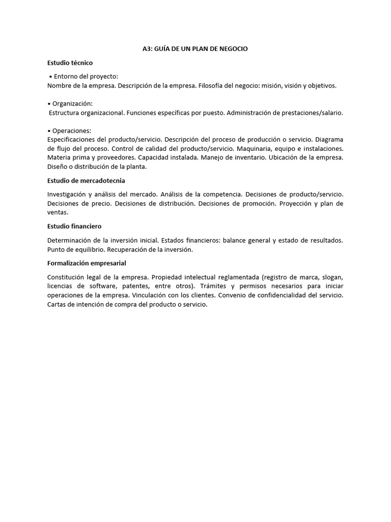 Guía Completa para un Plan de Negocio | PDF