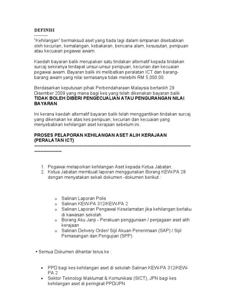 Prosedur Kehilangan Peralatan ICT  PDF