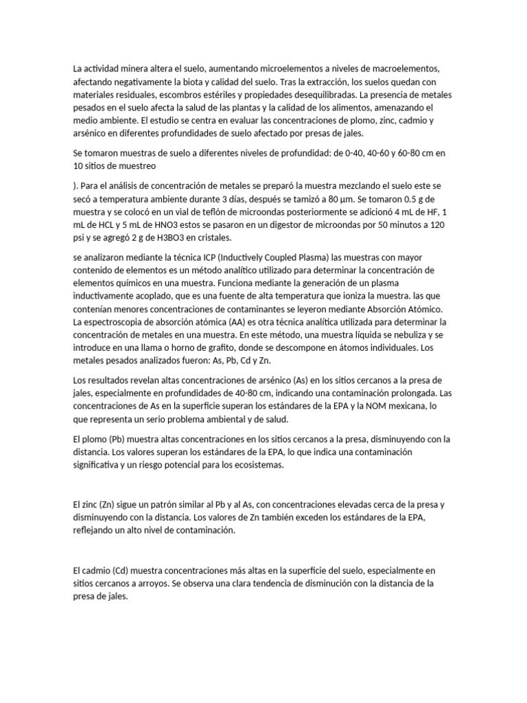 La Actividad Minera Altera El Suelo | PDF | Cadmio | Materiales
