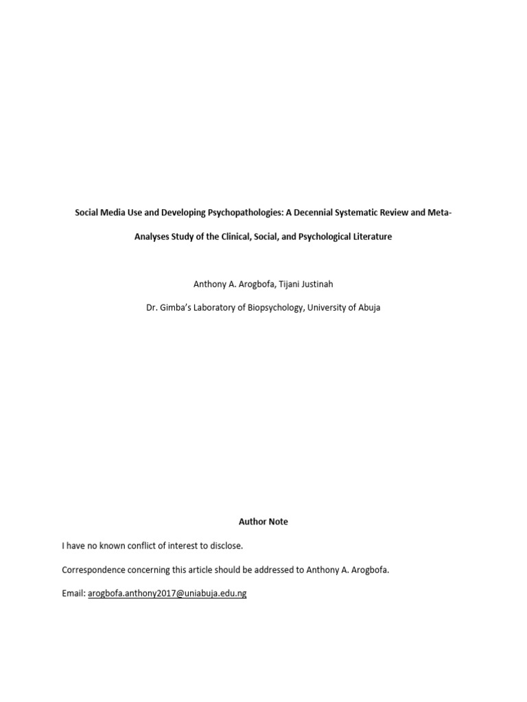 Systematic Review Preprint | PDF | Systematic Review | Meta Analysis