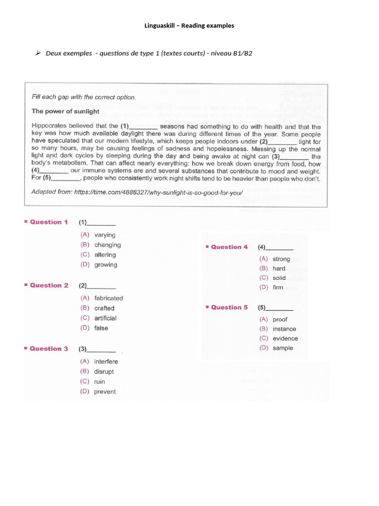 Linguaskill - Reading Examples | PDF