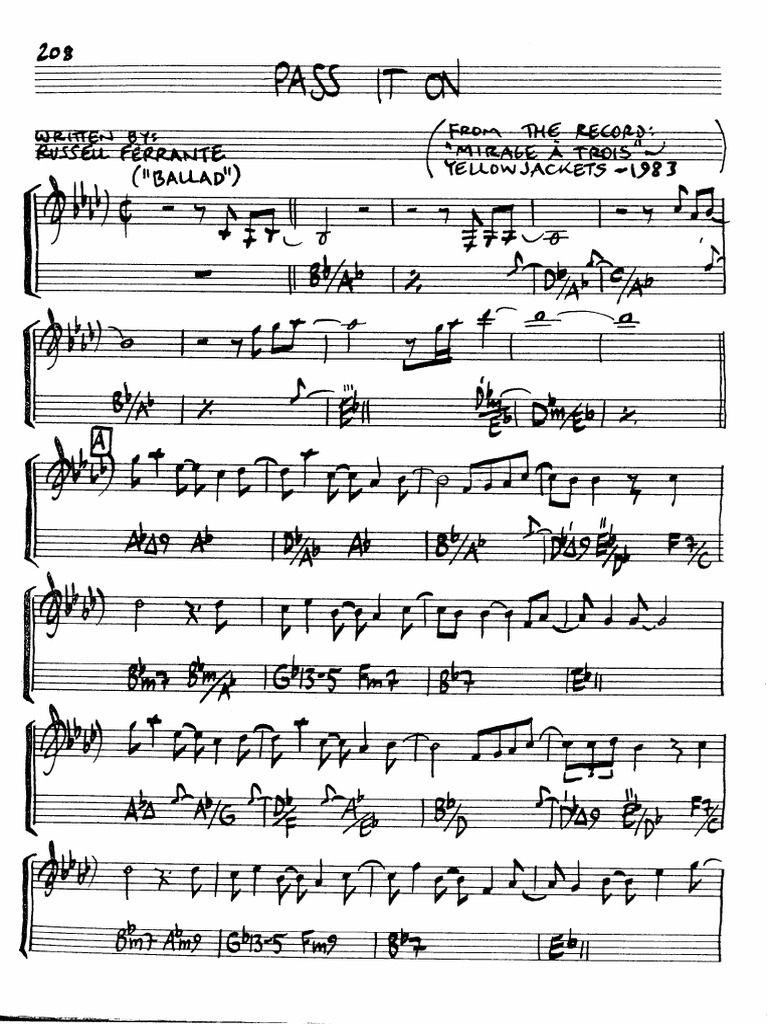 Pass-It-On Music Score | PDF