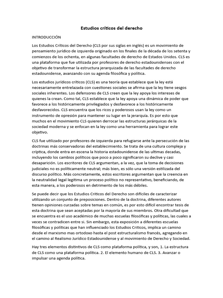 Estudios Críticos del Derecho: Análisis y Contexto | PDF | marxismo | Juez