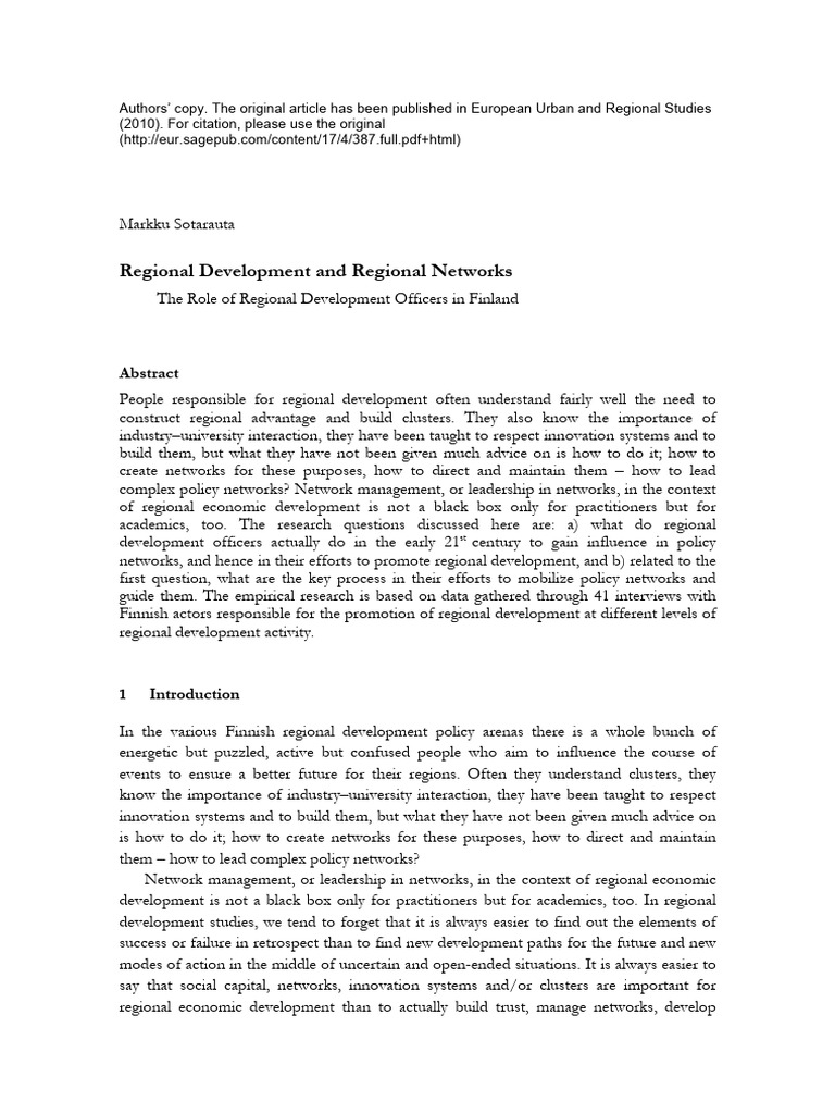 Regional Development 2010 | PDF | Strategic Planning | Policy