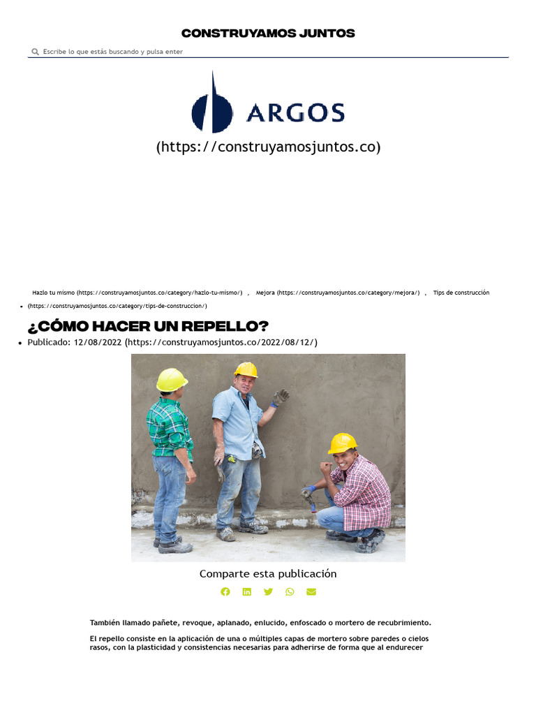 Guía para hacer repello rústico | PDF | Mortero (Albañilería) | Agua