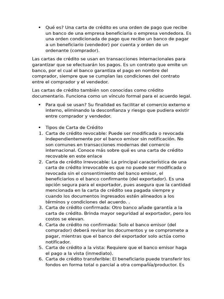 Cartas de Crédito | PDF | Carta de crédito | Bancos