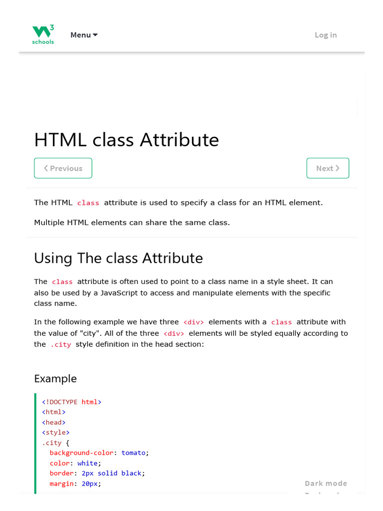 HTML Classes - The Class Attribute | PDF | Html | Java Script