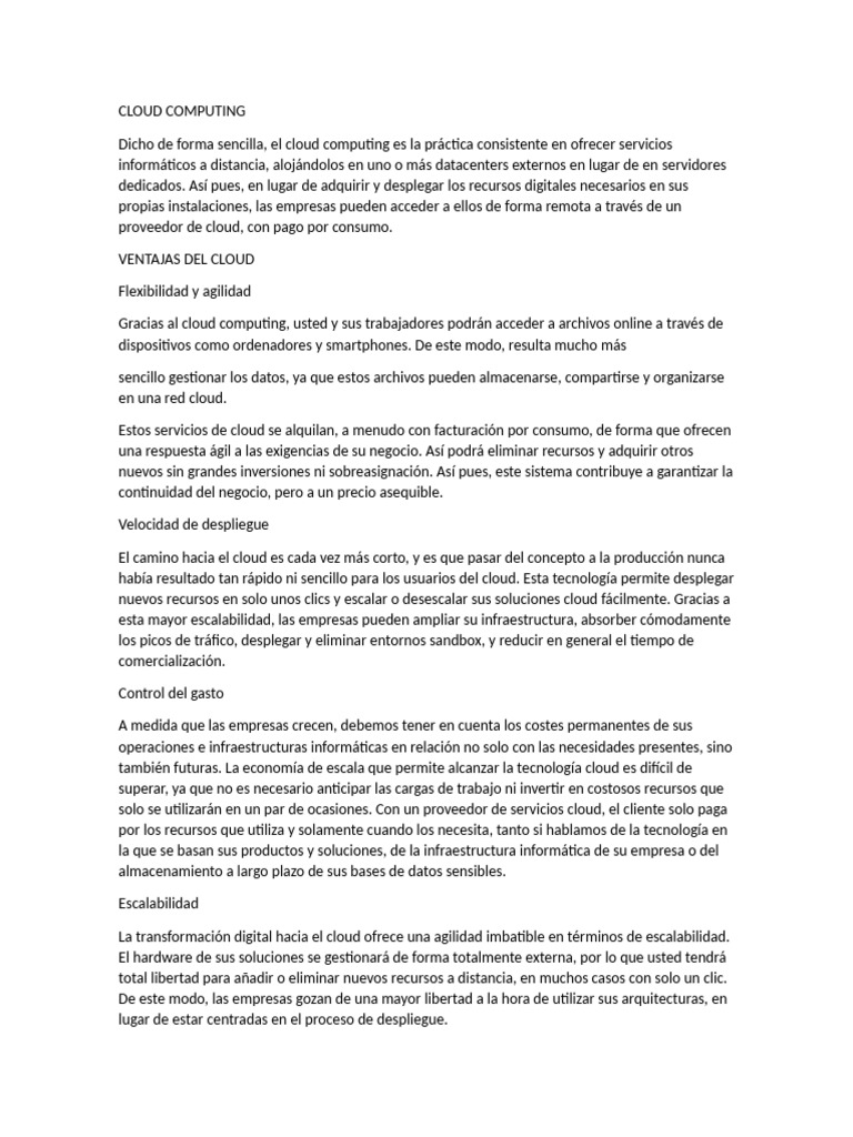 Cloud Computing Parte 1 | PDF | Computación en la nube | Escalabilidad